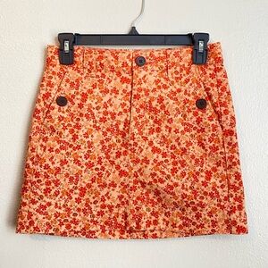NWOT orange floral y2k mini skirt, size 00 🌺🍊